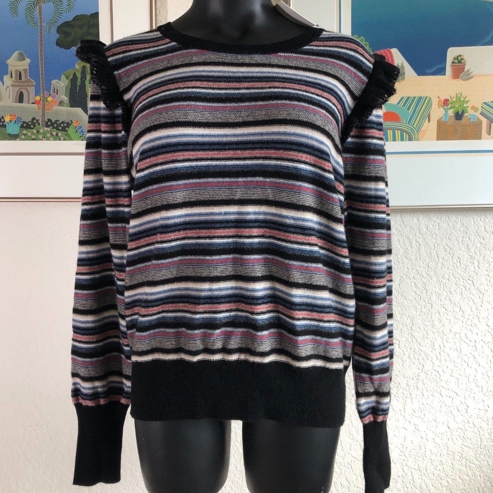 Joie Color Multi Stripe Wool Cashmere Sweater L